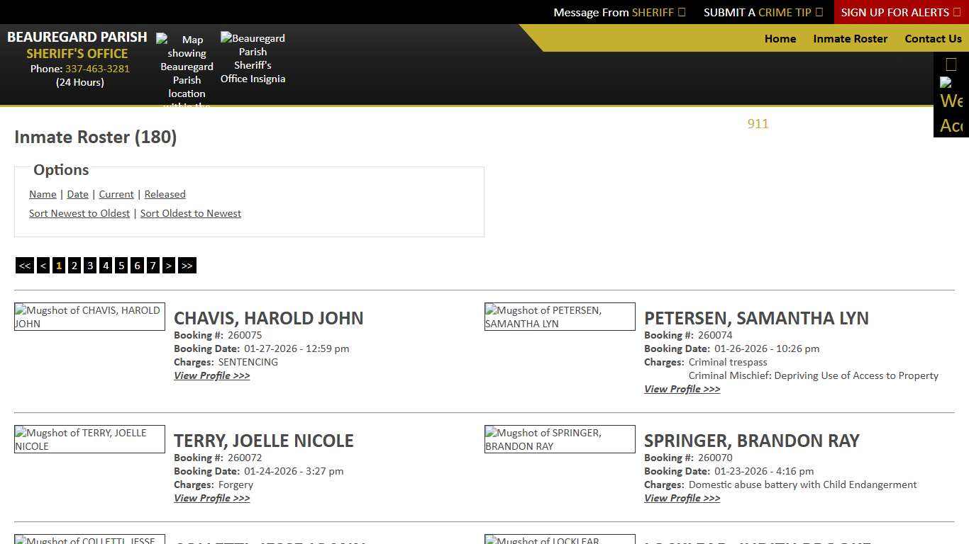 Inmate Roster - Current Inmates Booking Date Descending - Beauregard Parish Sheriff's Office